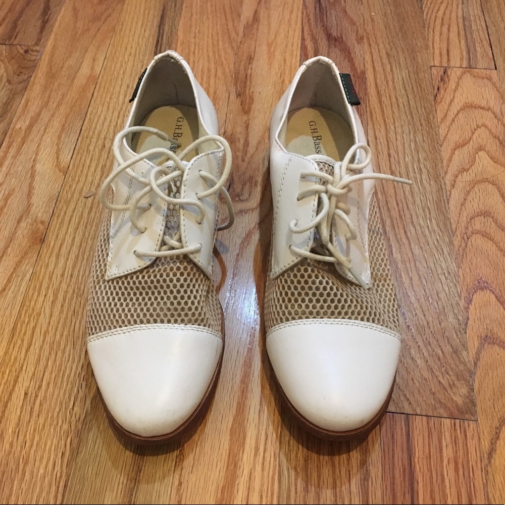 White mesh panel oxfords